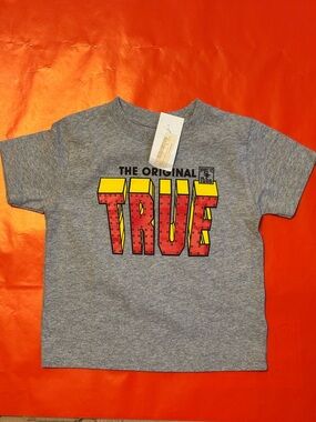 Kids 'The Original TRUE' Graphic Tee - Gray with Red & Yellow Print